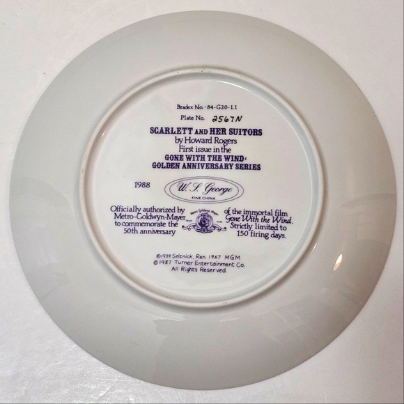 Gone with the Wind "Scarlett & Her Suitors" 1989 Plate #2567N - Picture 5 of 9